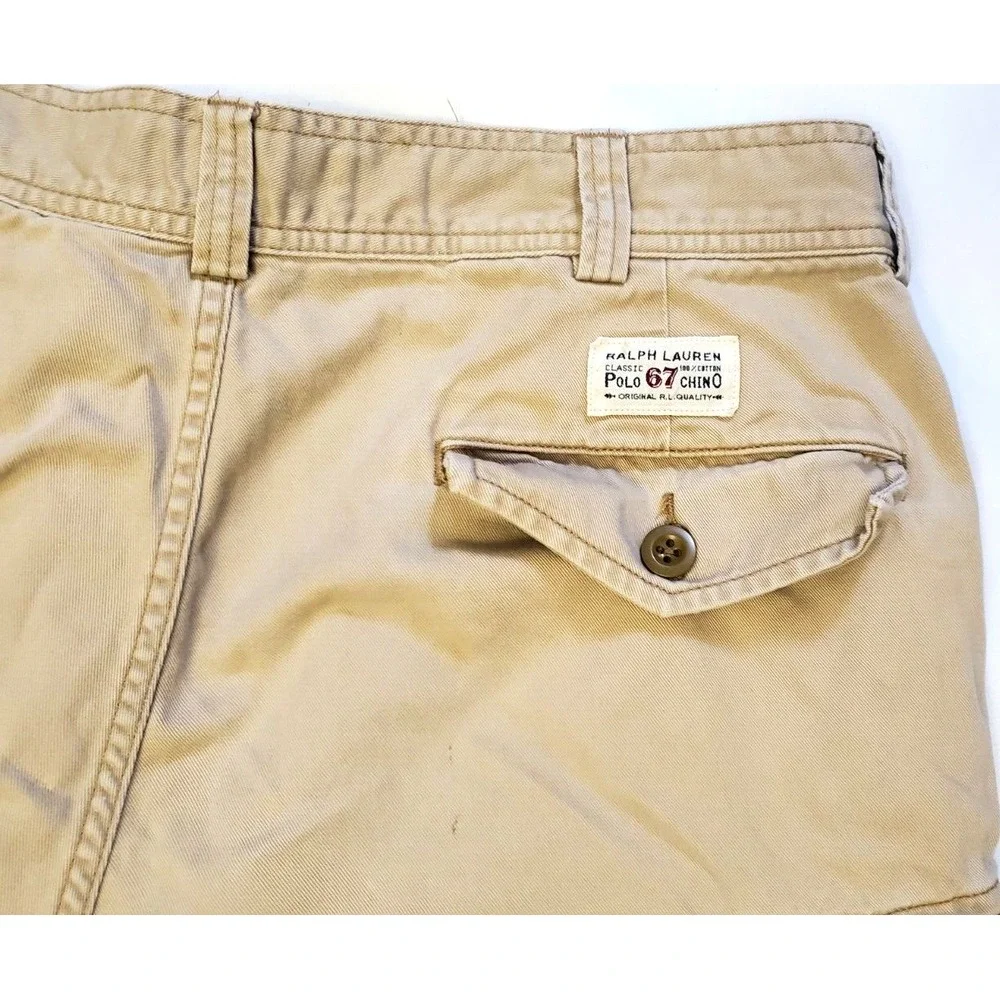 VTG Polo Ralph Lauren 67 Cargo Shorts Men's 35 Beige Outdoor Casual Cotton